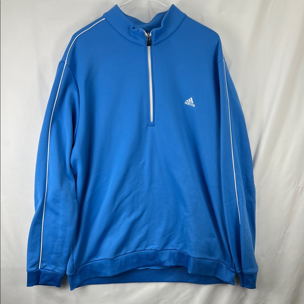 Men’s Pullover - Adidas - 1/4 zip - Bright Blue and White - Size XL